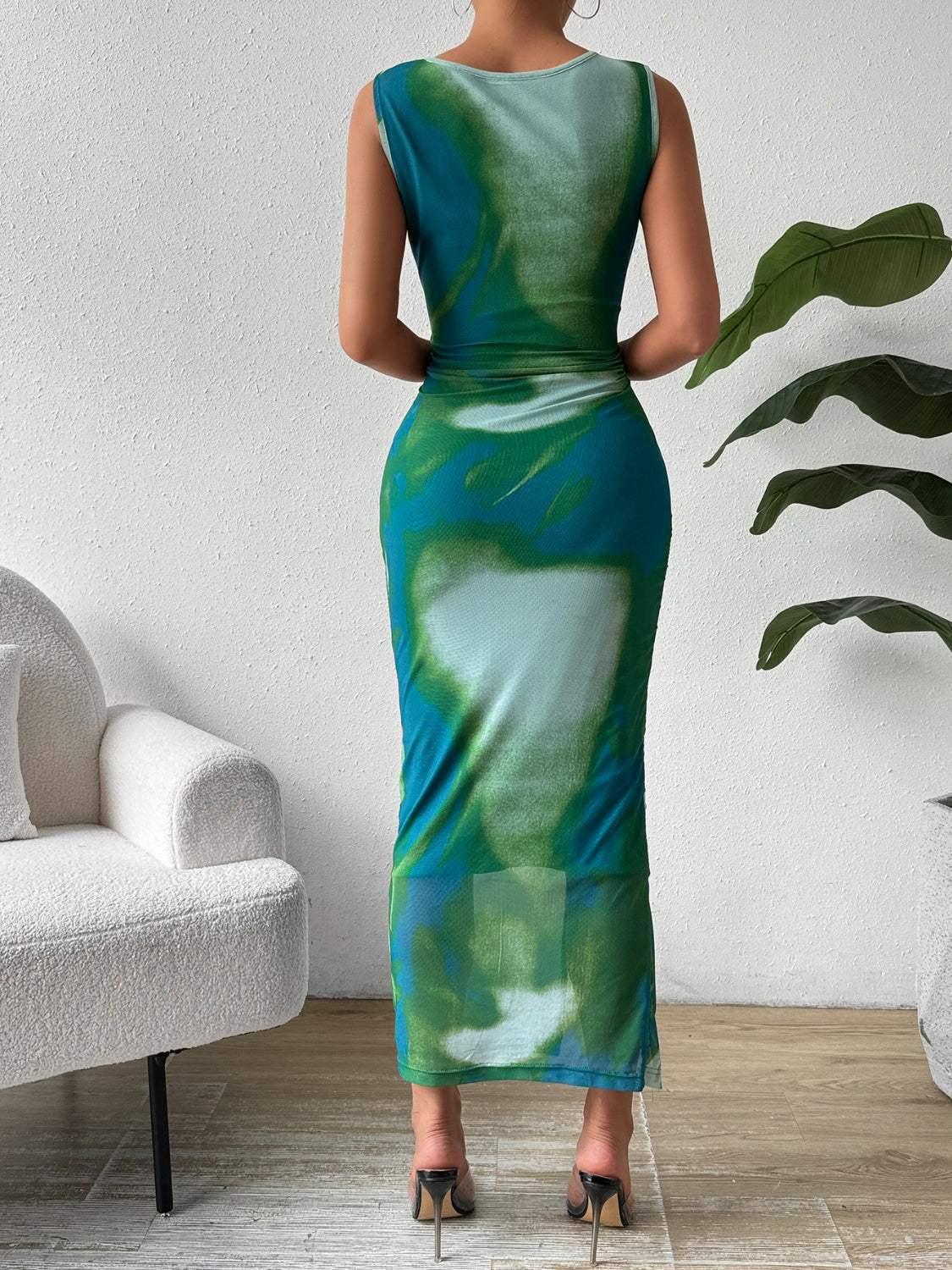 Slit Round Neck Midi Tank Dress - Trendsi - Flyclothing LLC