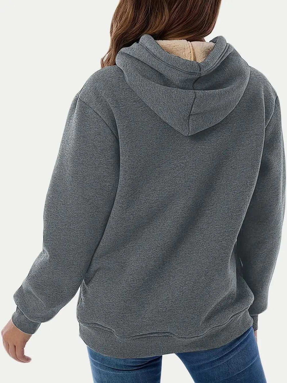 Drawstring Long Sleeve Hoodie with Kangaroo Pocket - Trendsi - Flyclothing LLC