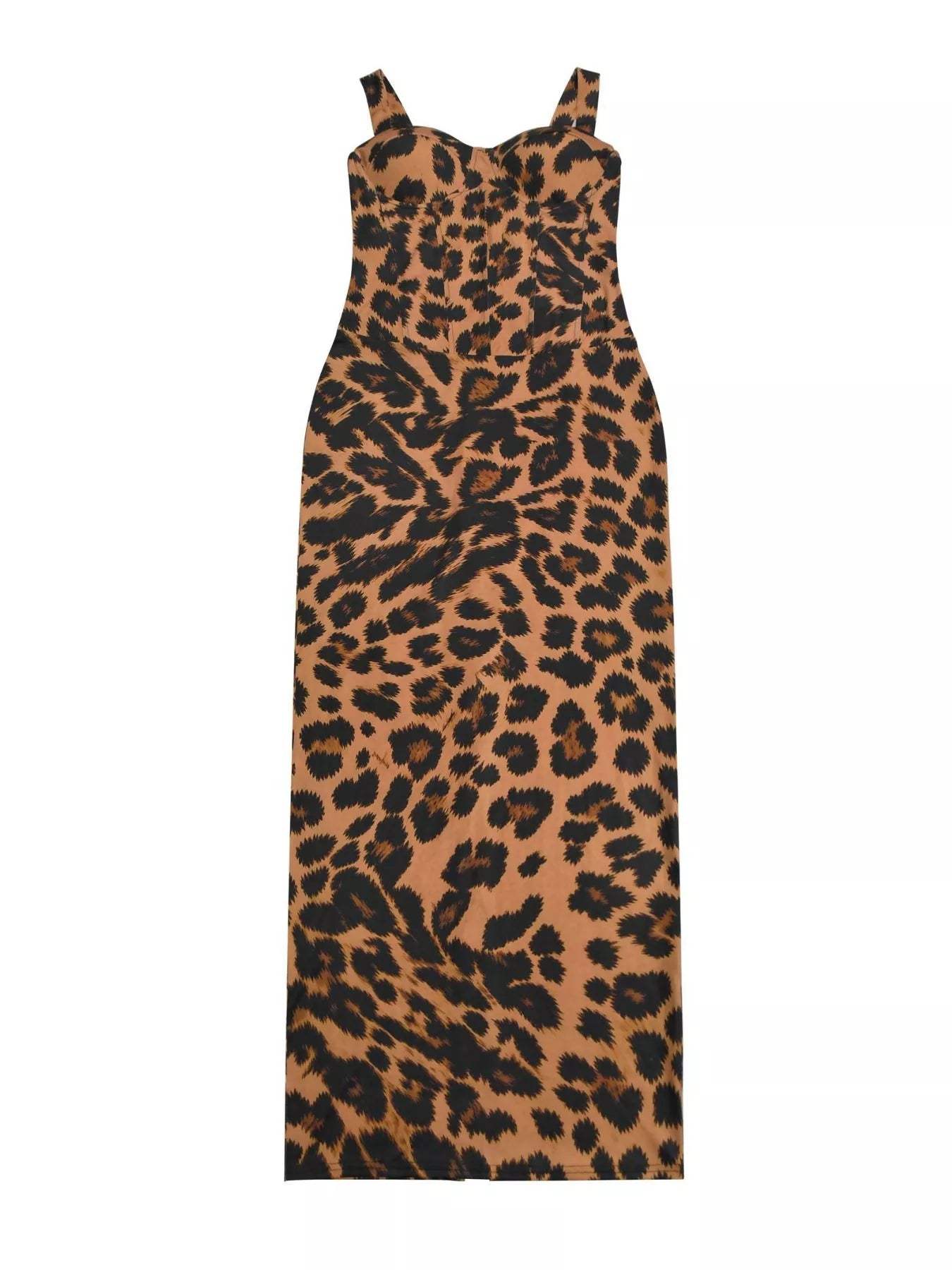 Leopard Sweetheart Neck Maxi Dress - Trendsi - Flyclothing LLC
