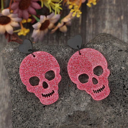 Acrylic Skeleton & Heart Earrings - Trendsi