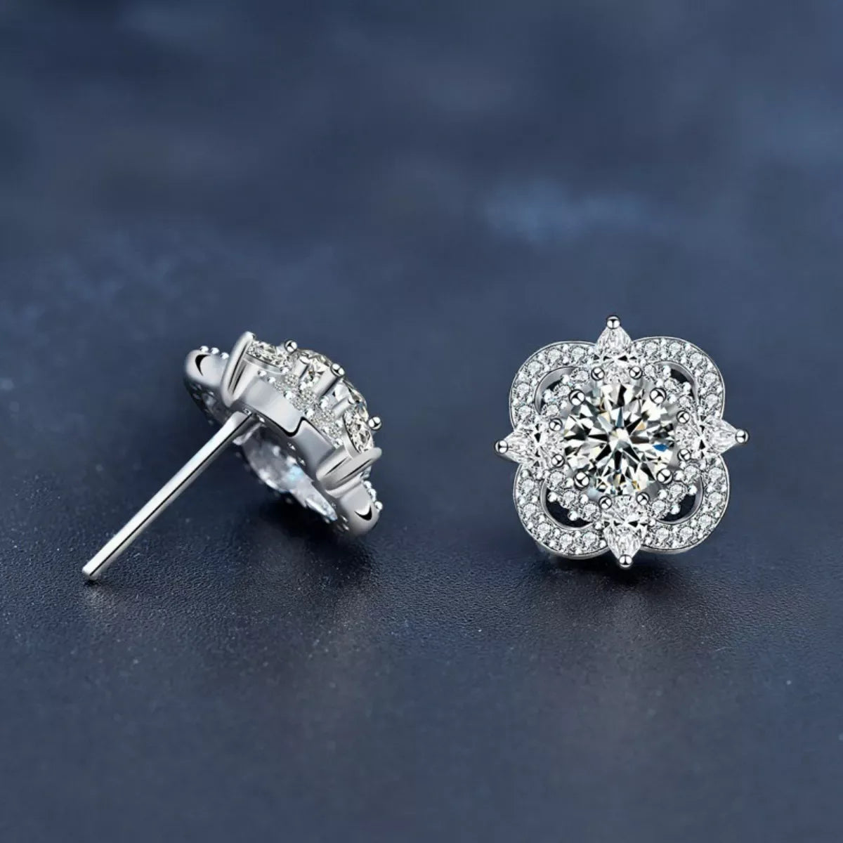 925 Sterling Silver Moissanite Stud Earrings - Trendsi - Flyclothing LLC