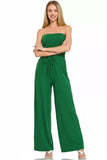Zenana Tube Top Jumpsuit with Drawstring Waist - Trendsi - Flyclothing LLC