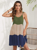 Color Block Spaghetti Strap Cover-Up Dress - Trendsi - Flyclothing LLC
