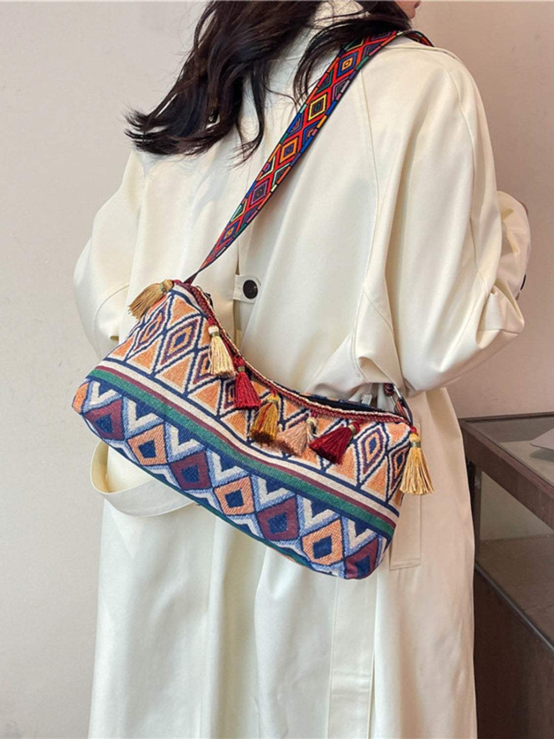 Tassel Adjustable Strap Shoulder Bag - Trendsi - Flyclothing LLC