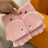 Convertible Knit Fingerless Gloves with Mitten Cover - Trendsi - Flyclothing LLC