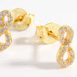 925 Sterling Silver Zircon Number 8 Stud Earrings - Trendsi - Flyclothing LLC
