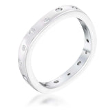 .23Ct Rhodium Plated Cz Speckled Square Shaped Stackable Band - JGI - Flyclothing LLC