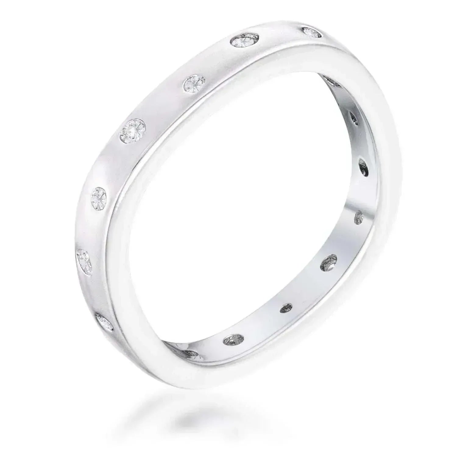 .23Ct Rhodium Plated Cz Speckled Square Shaped Stackable Band - JGI - Flyclothing LLC