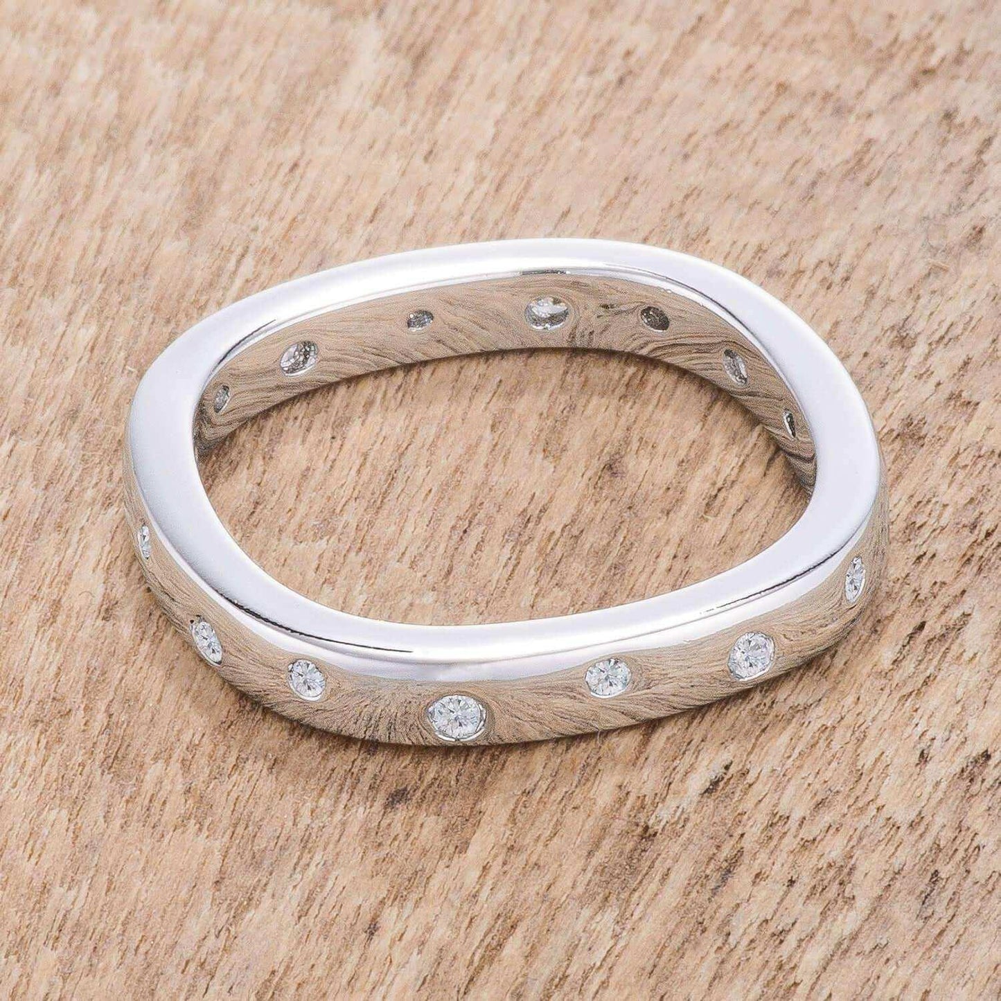 .23Ct Rhodium Plated Cz Speckled Square Shaped Stackable Band - JGI - Flyclothing LLC