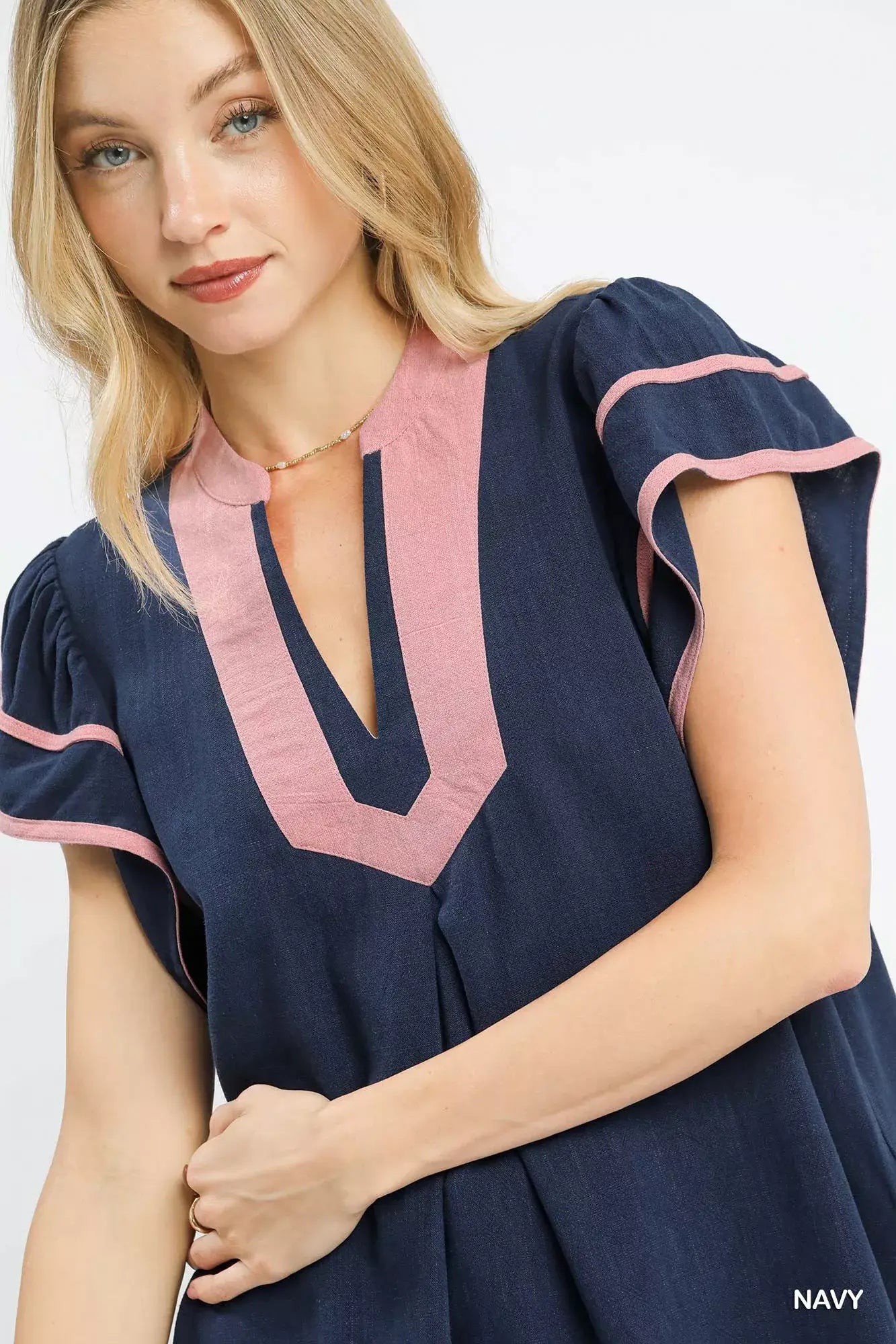 Umgee Linen Ruffle Sleeve Top - Trendsi - Flyclothing LLC