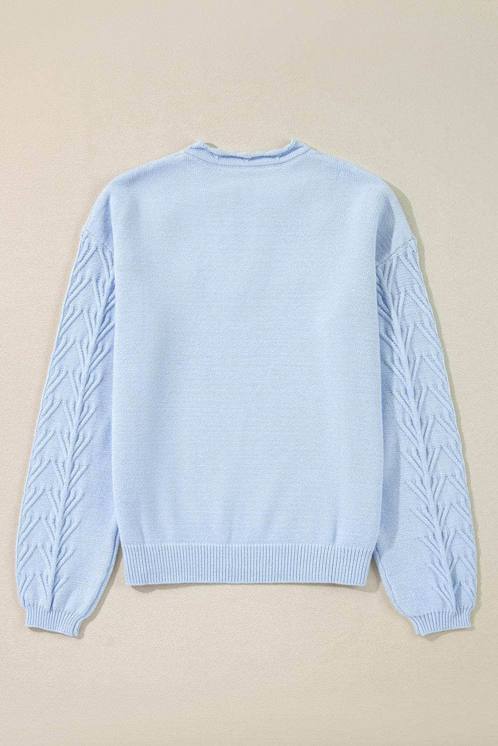 Daisy Notched Long Sleeve Sweater - Trendsi - Flyclothing LLC