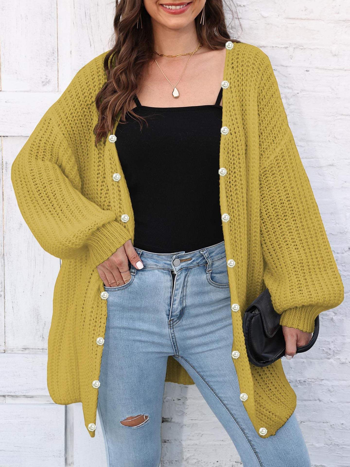 Open Front Long Sleeve Cardigan - Trendsi - Flyclothing LLC