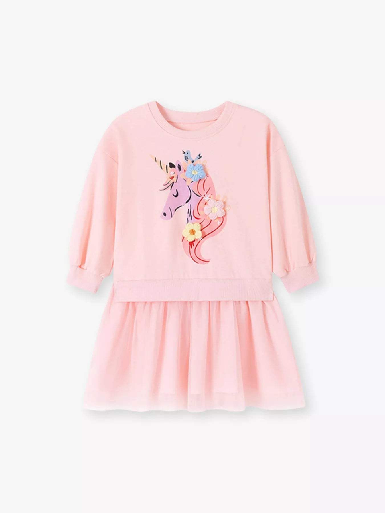 Children's Unicorn Graphic Tulle Dress - Trendsi - Flyclothing LLC
