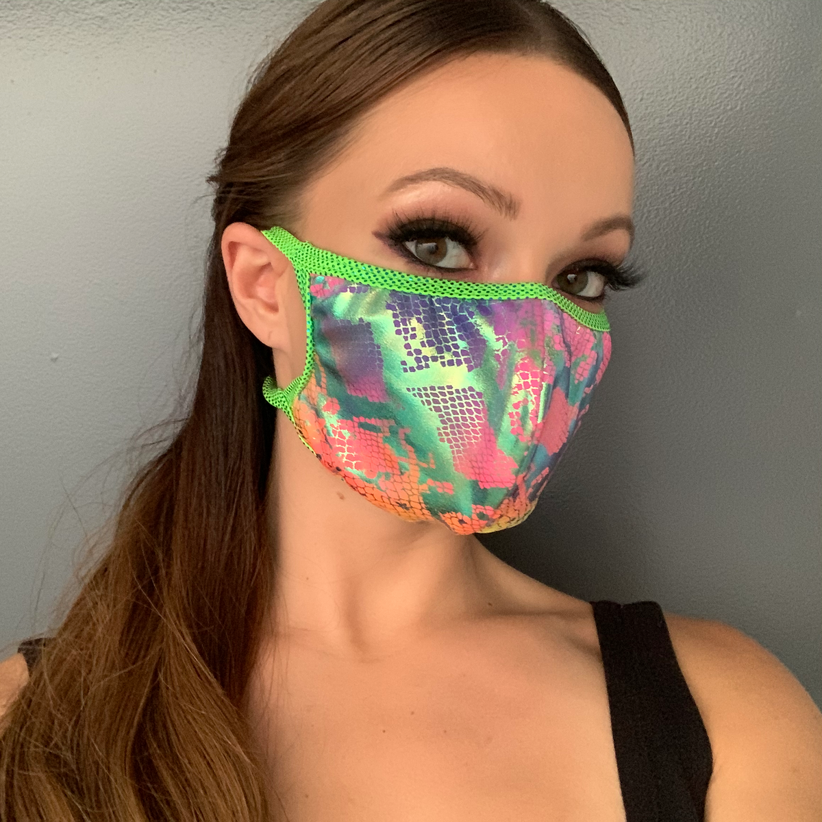 Roma Costume Snake Print Face Mask Multi Rainbow M115