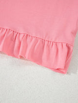 Ruffle Hem Round Neck Relaxed T-Shirt - Trendsi - Flyclothing LLC
