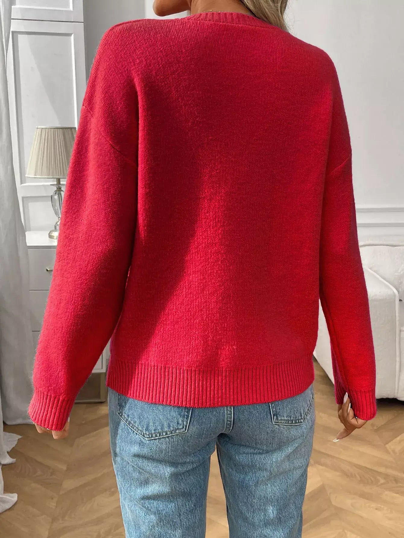 Bow Round Neck Long Sleeve Sweater - Trendsi - Flyclothing LLC