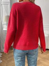 Bow Round Neck Long Sleeve Sweater - Trendsi - Flyclothing LLC