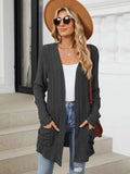 Pocketed Open Front Long Sleeve Cardigan - Trendsi - Flyclothing LLC