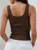Lace Detail Square Neck Tank - Trendsi - Flyclothing LLC