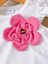 Children's Floral Applique Ruffle Sleeve Top & Skirt Set - Trendsi - Flyclothing LLC