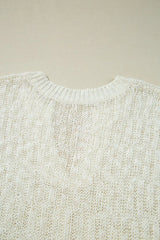 Notched Cap Sleeve Knit Top - Trendsi - Flyclothing LLC