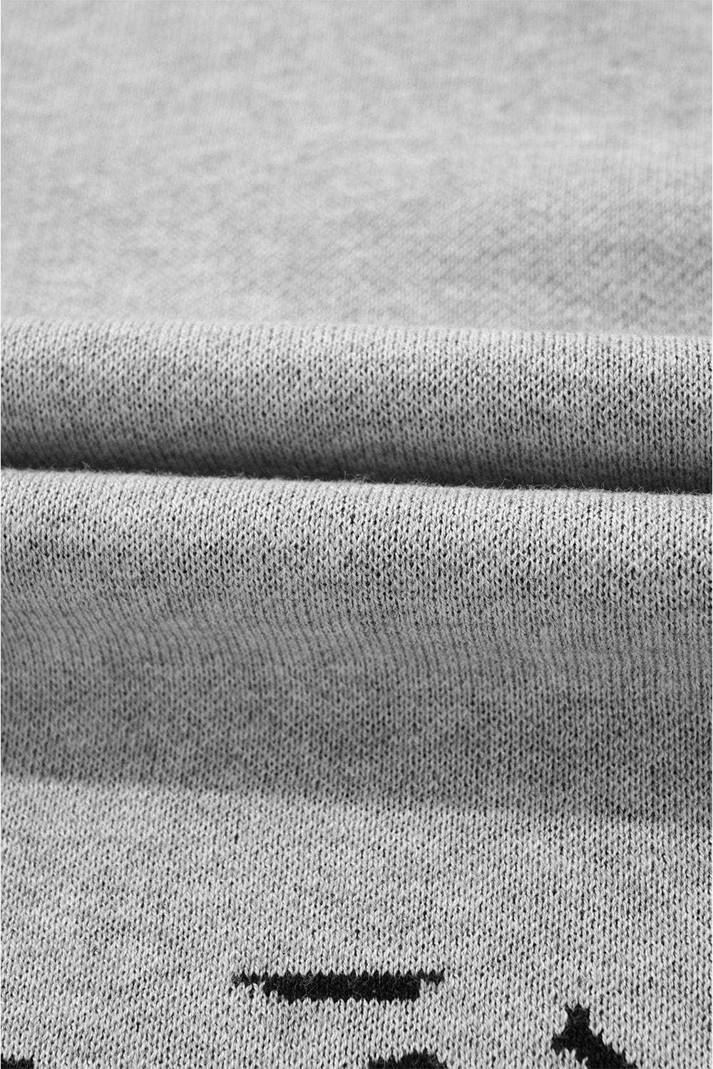 Slit Leopard Mock Neck Dropped Shoulder Sweater - Trendsi - Flyclothing LLC