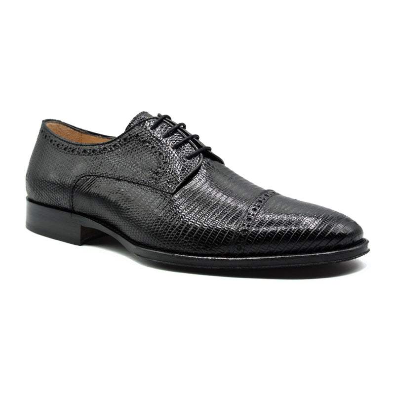 24-526-BLK GIOVANNI Teju Lizard Lace Up, Black - Zelli Italia - Flyclothing LLC