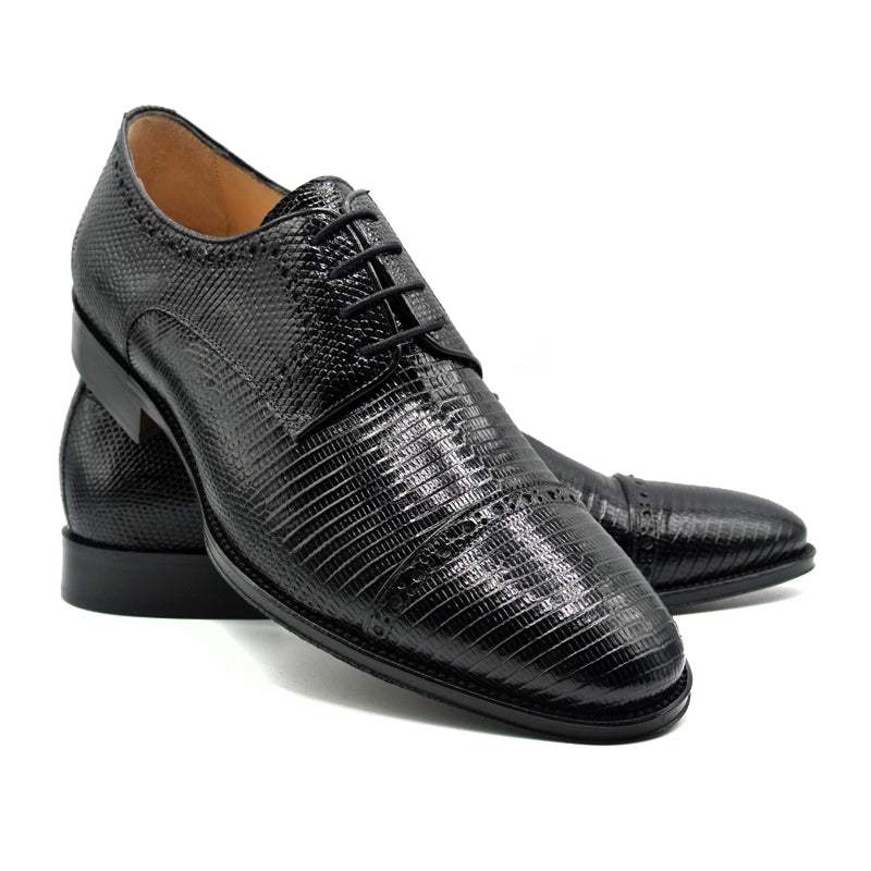 24-526-BLK GIOVANNI Teju Lizard Lace Up, Black - Zelli Italia - Flyclothing LLC