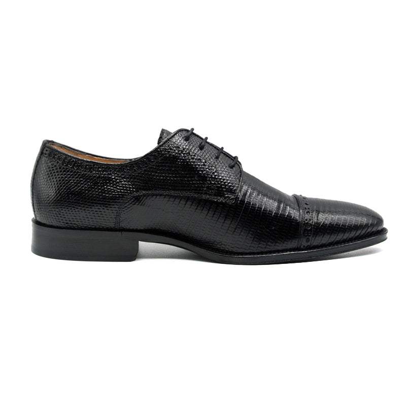 24-526-BLK GIOVANNI Teju Lizard Lace Up, Black - Zelli Italia - Flyclothing LLC