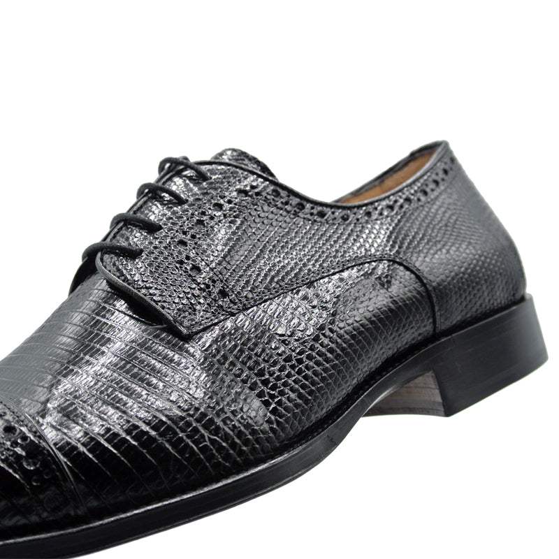24-526-BLK GIOVANNI Teju Lizard Lace Up, Black - Zelli Italia - Flyclothing LLC