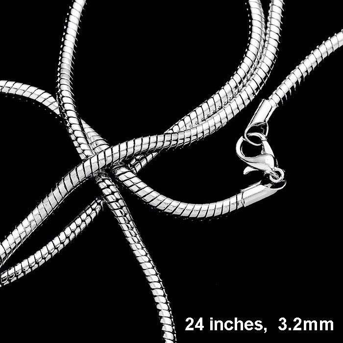24 INCH, 3.2mm-Siver Plated Snake Chain Metal Necklace - Madeline Love - Flyclothing LLC