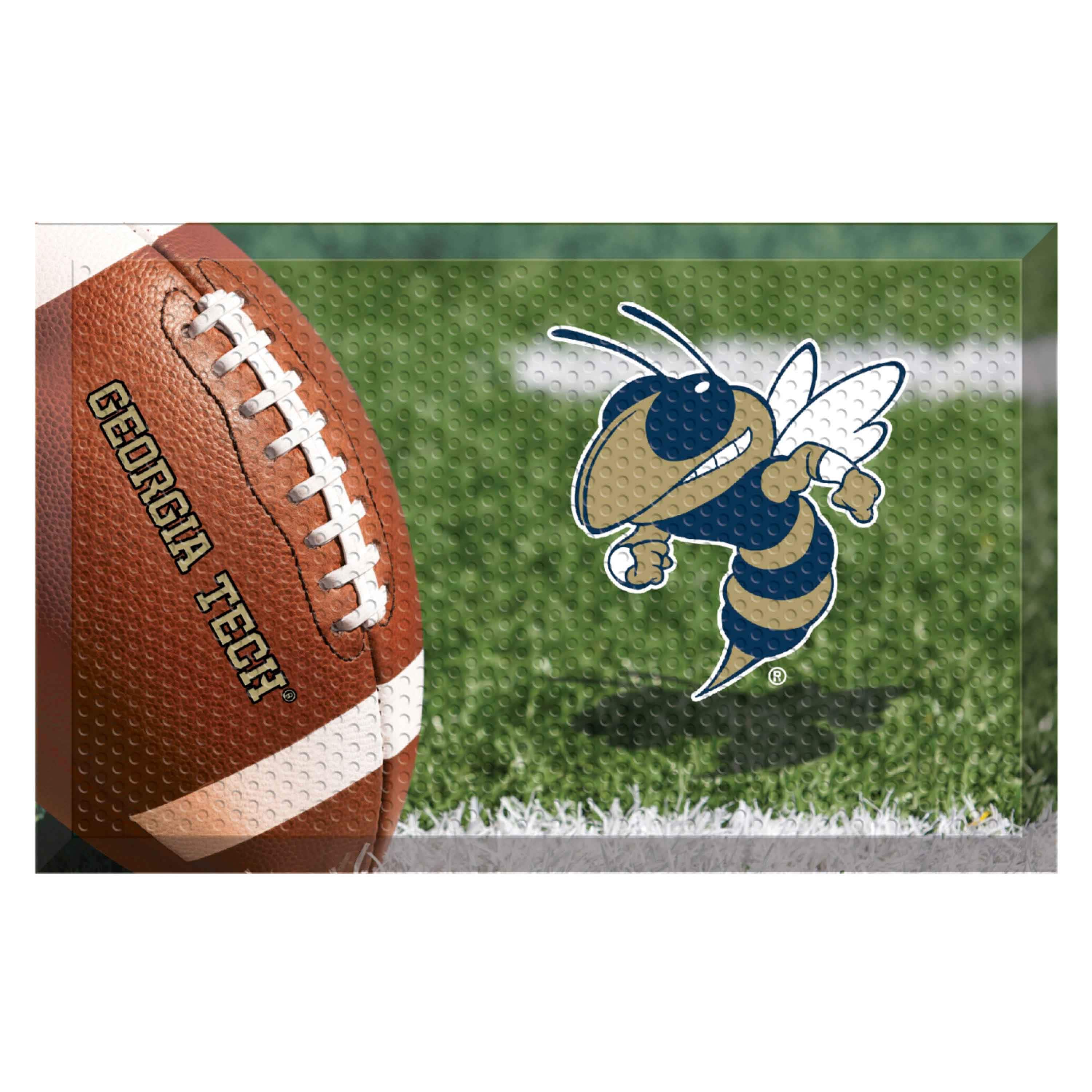 Georgia Tech Yellow Jackets Rubber Scraper Door Mat, Buzz Logo - Georgia Tech