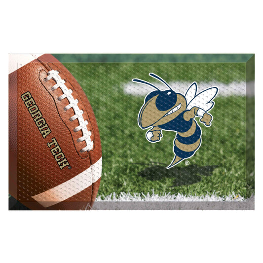 Georgia Tech Yellow Jackets Rubber Scraper Door Mat, Buzz Logo - Georgia Tech