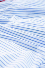Embroidered Striped Notched Short Sleeve Dress - Trendsi - Flyclothing LLC