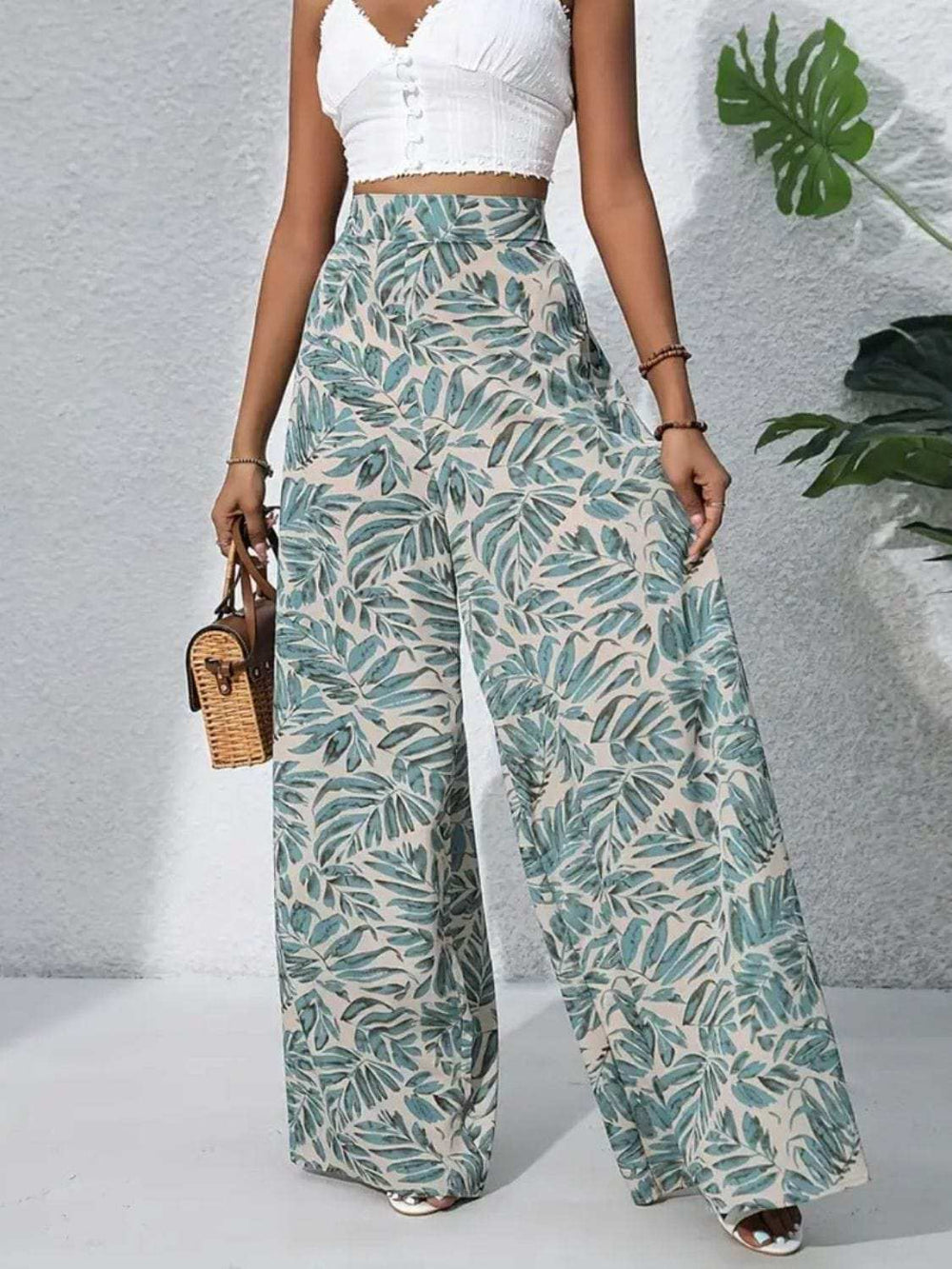 Printed High Waist Wide Leg Pants - Trendsi - Flyclothing LLC