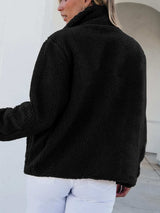 Zip Up Long Sleeve Plush Jacket - Trendsi - Flyclothing LLC