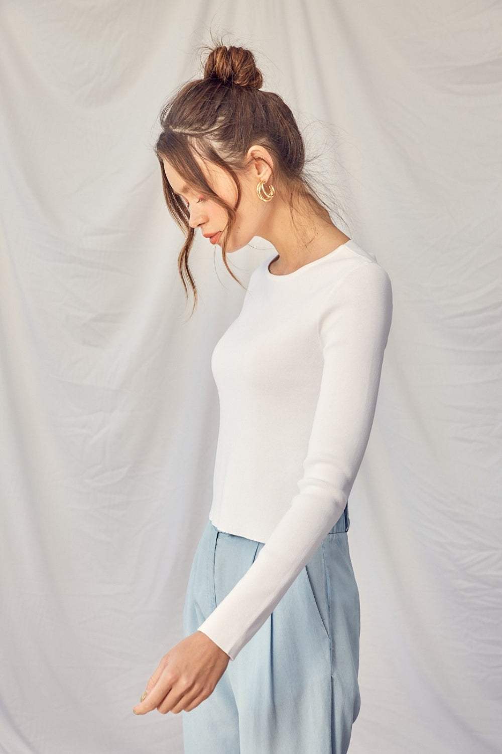 Idem Ditto Twisted Backless Long Sleeve Knit Top - Trendsi - Flyclothing LLC