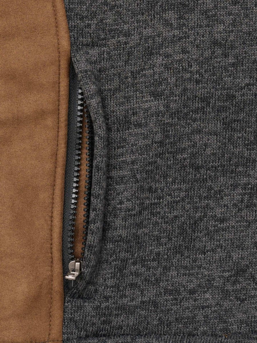 Men's Knit Contrast Full Zip Jacket - Charcoal Gray - Ely Cattleman - Flyclothing LLC