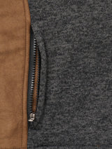 Men's Knit Contrast Full Zip Jacket - Charcoal Gray