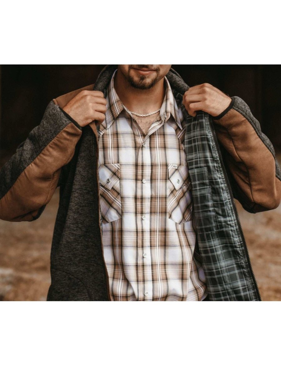 Men's Knit Contrast Full Zip Jacket - Charcoal Gray - Ely Cattleman - Flyclothing LLC