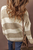 Color Block Round Neck Dropped Shoulder Sweater - Trendsi - Flyclothing LLC
