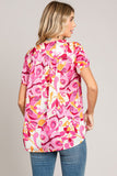 Cotton Bleu by Nu Label Abstract Print Short Sleeve Top - Trendsi