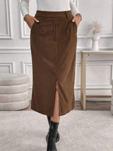 Perfee Slit Midi Skirt with Pockets - Trendsi - Flyclothing LLC