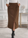 Perfee Slit Midi Skirt with Pockets - Trendsi