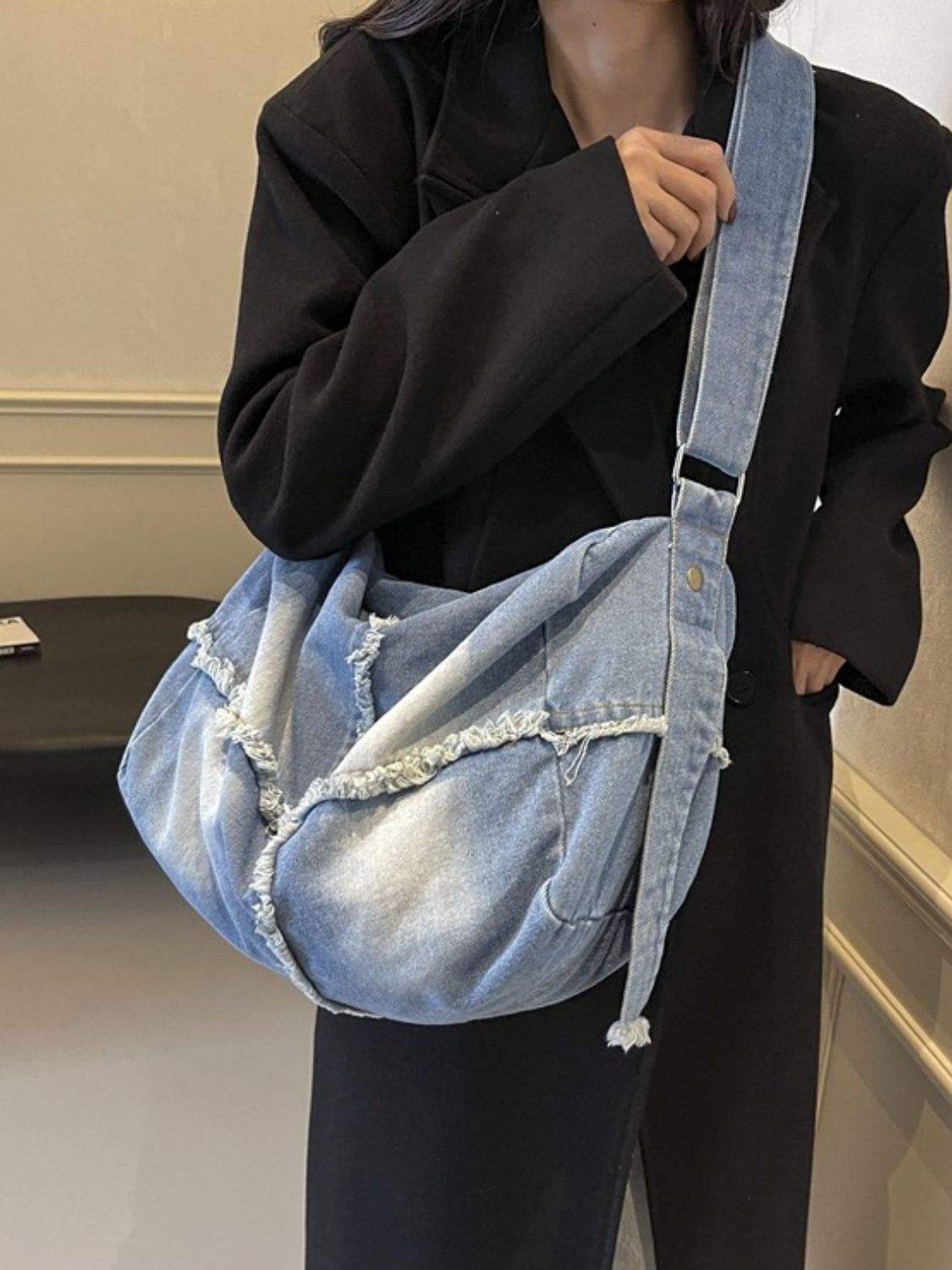 Raw Hem Gradient Crossbody Bag - Trendsi - Flyclothing LLC