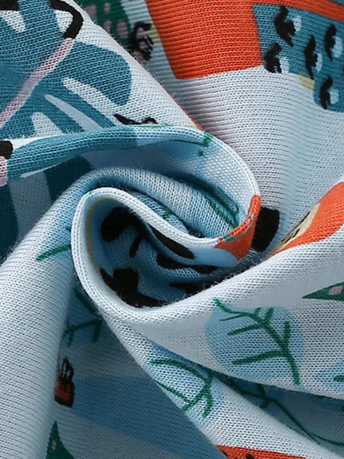 Children's Botanical Print Crew Neck Short Sleeve T-Shirt - Trendsi - Flyclothing LLC