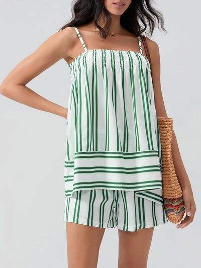 Smocked Square Neck Cami and Shorts Set - Trendsi - Flyclothing LLC