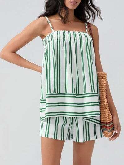 Smocked Square Neck Cami and Shorts Set - Trendsi - Flyclothing LLC