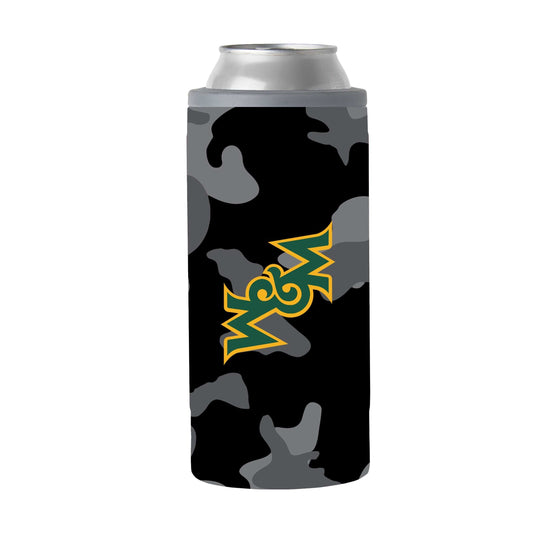William & Mary Black Camo 12oz Slim Can Coolie - Logo Brands - Flyclothing LLC