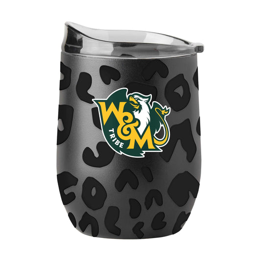 William & Mary Leopard 16oz Black Powdercoat Curved Beverage - Logo Brands - Flyclothing LLC